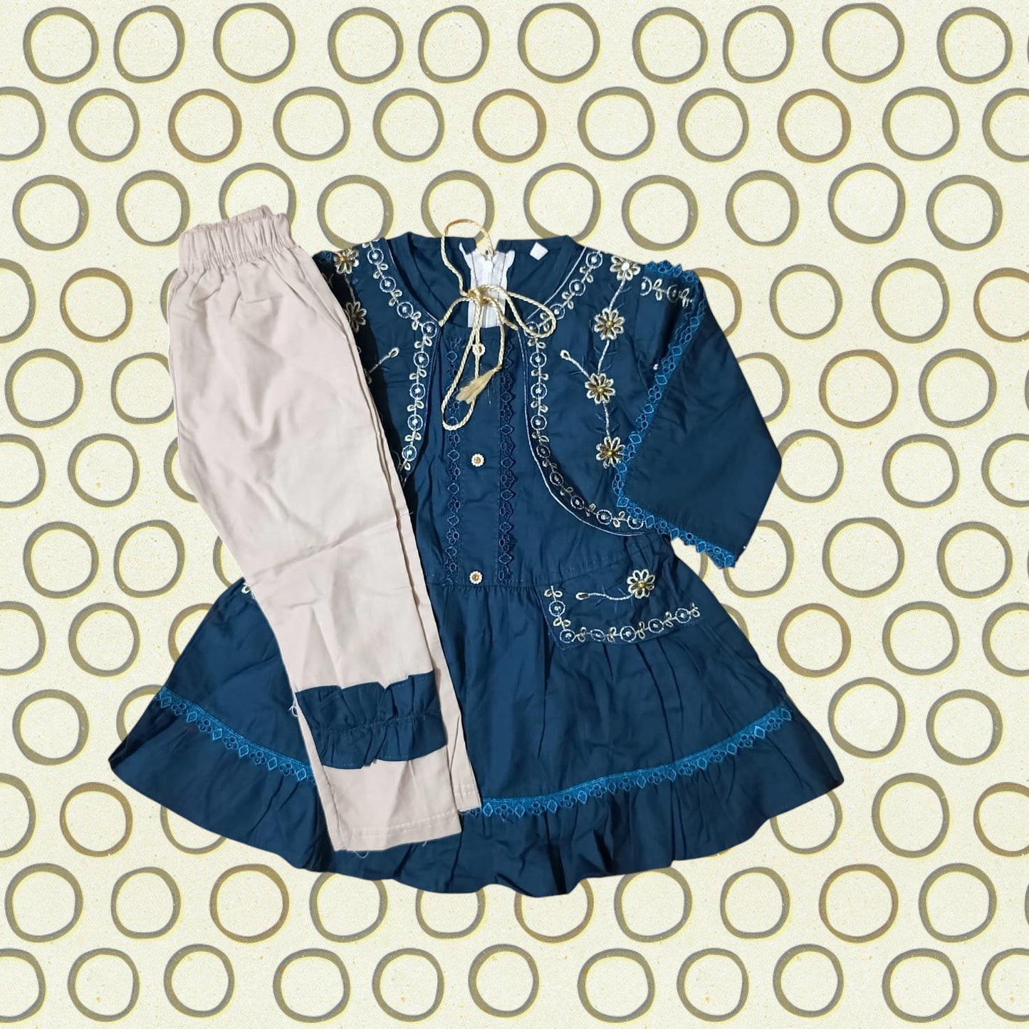 girls frock trouser set