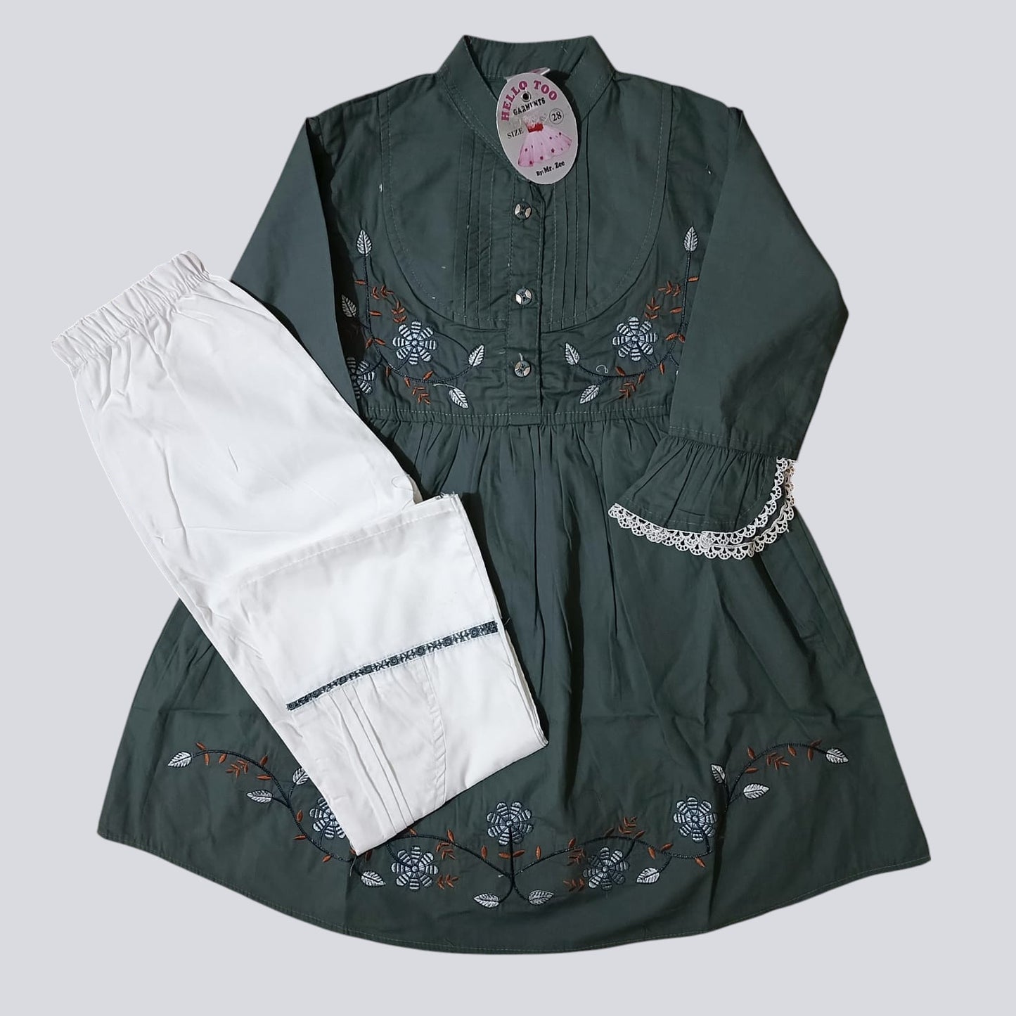 girls frock trouser set