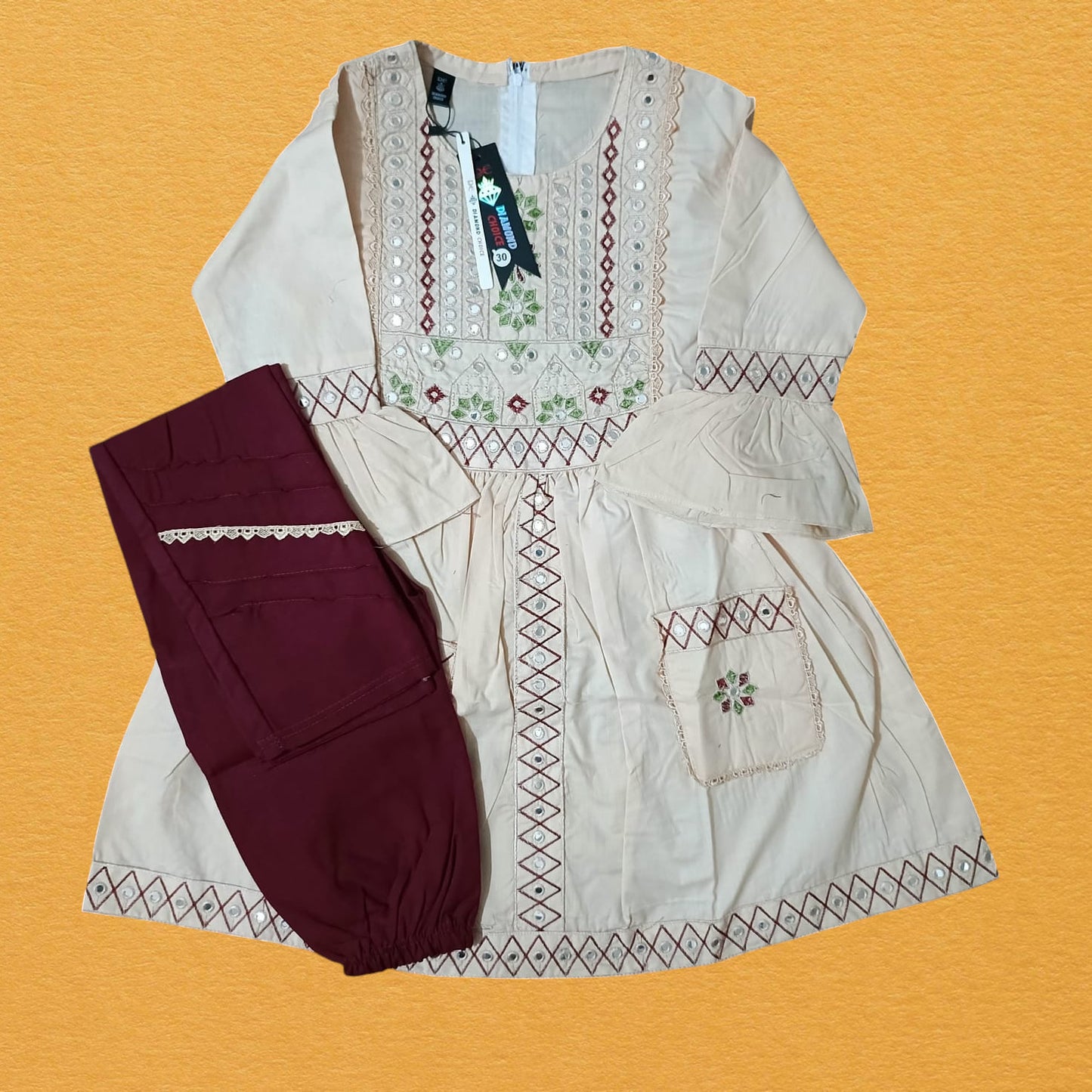 girls frock trouser set