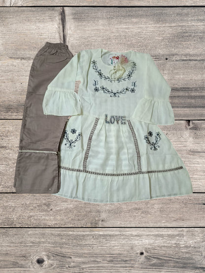 girls frock trouser set