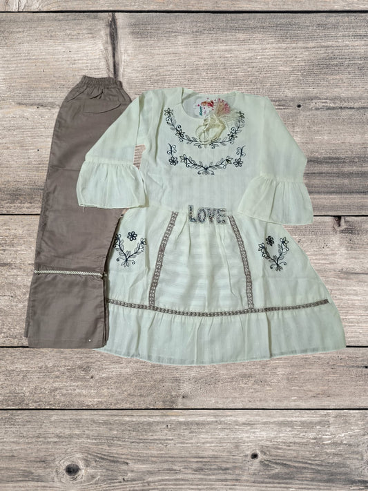 girls frock trouser set