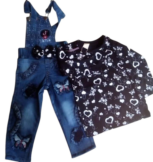 Girls romper shirt set