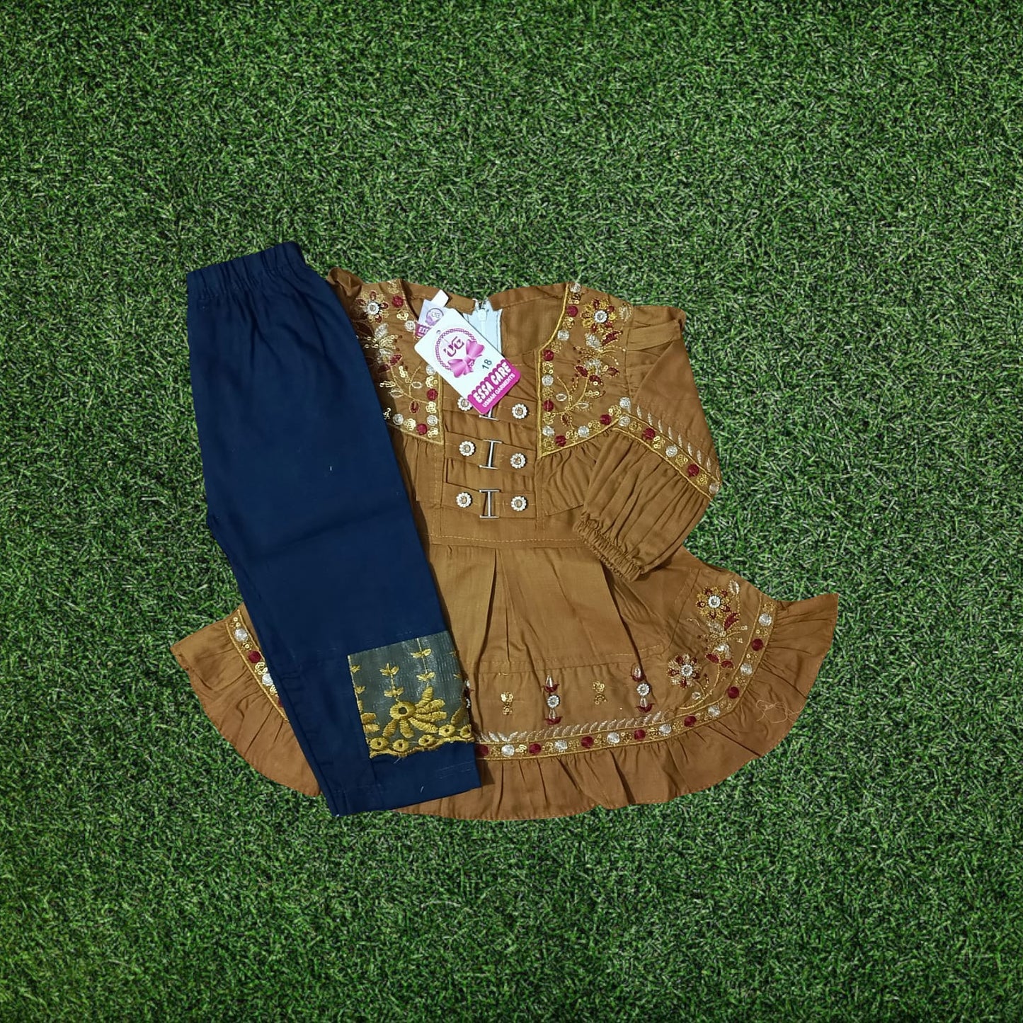 girls frock trouser set