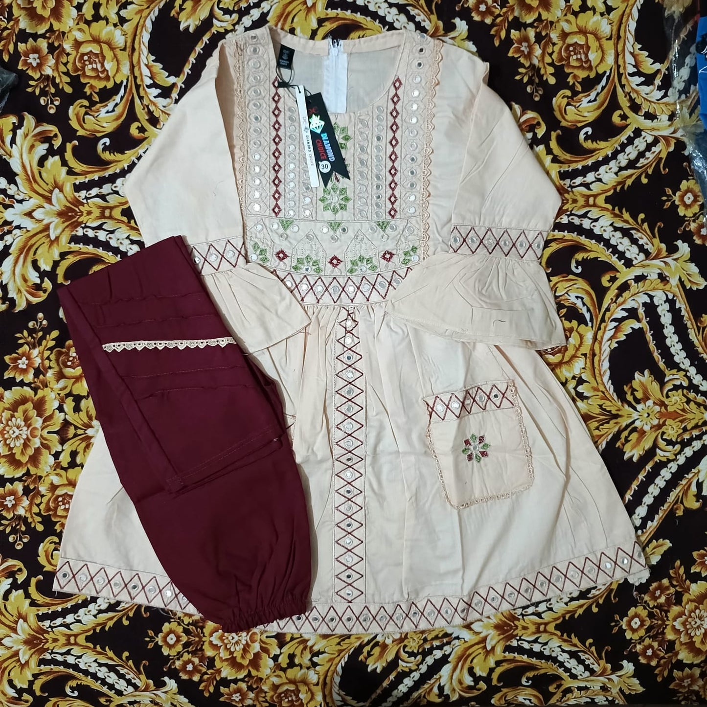girls frock trouser set