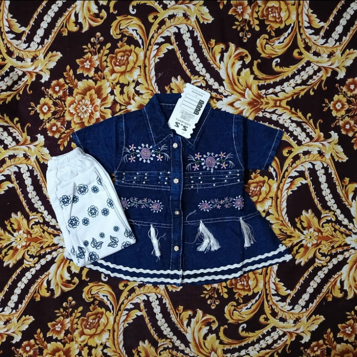 girls frock trouser set