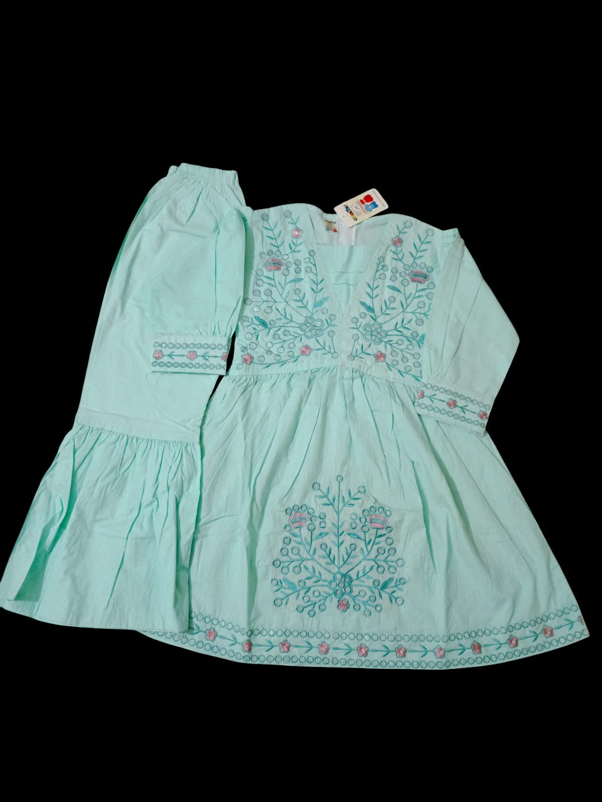girls frock trouser set