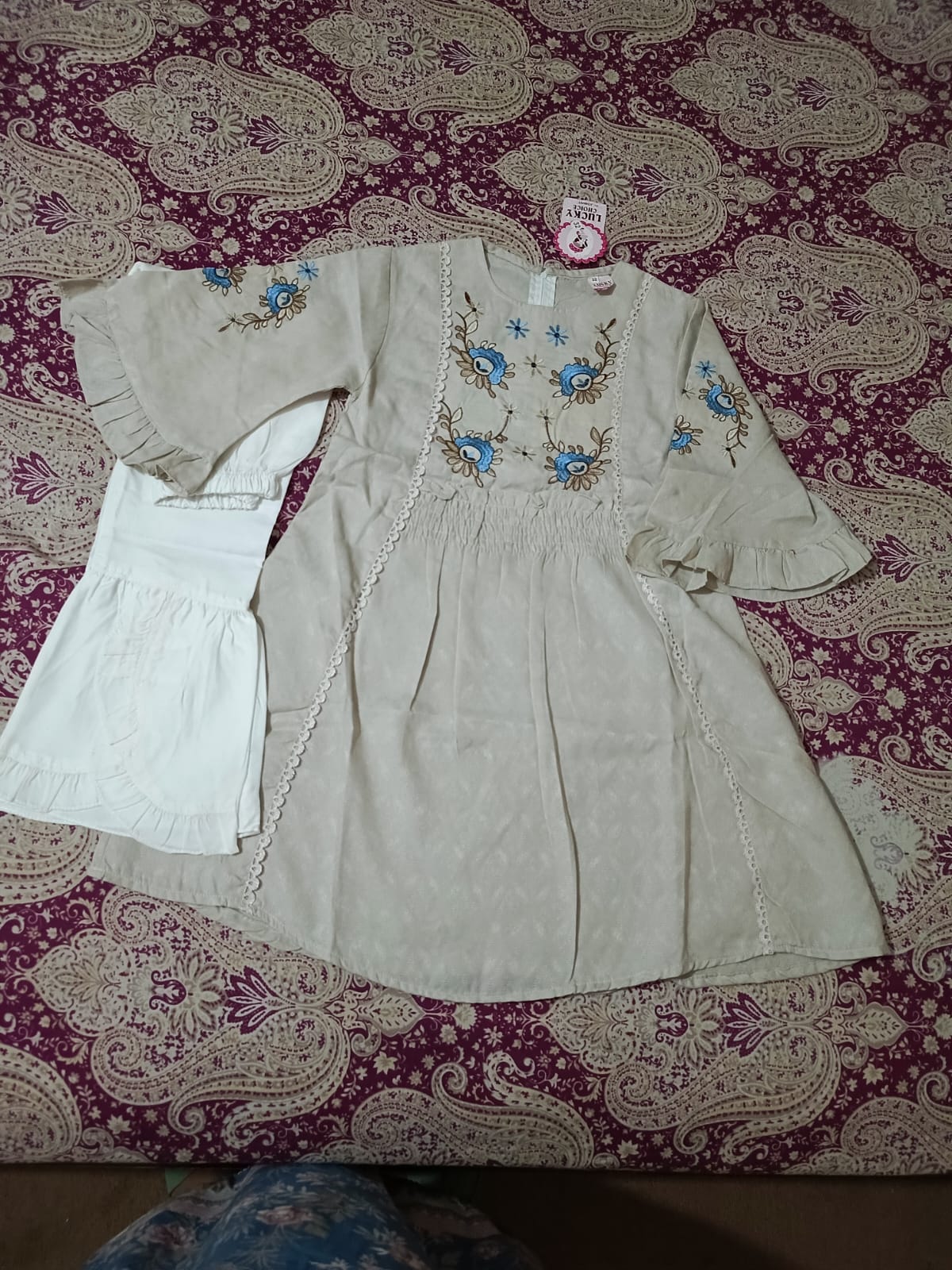 girls frock trouser set