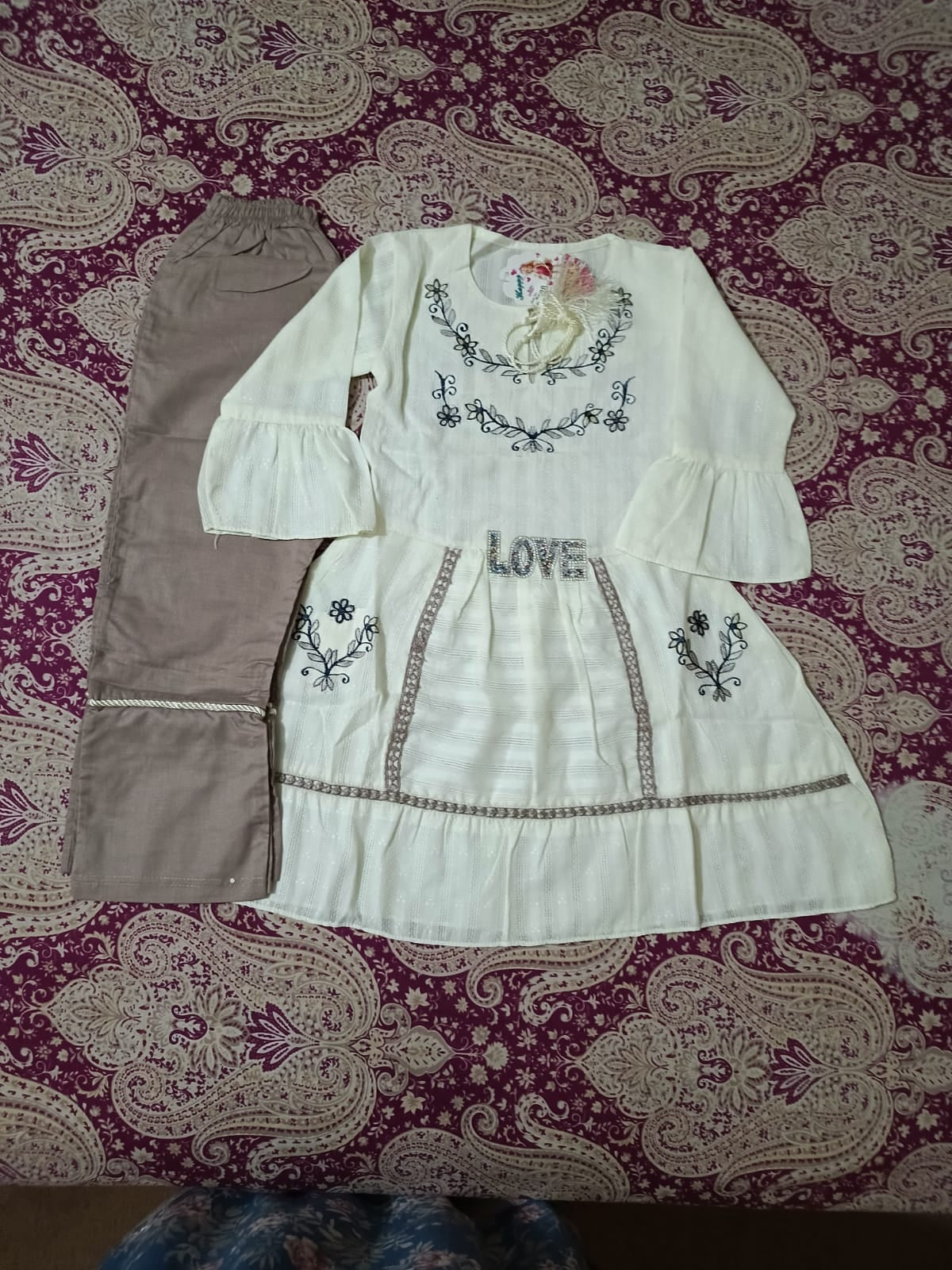 girls frock trouser set