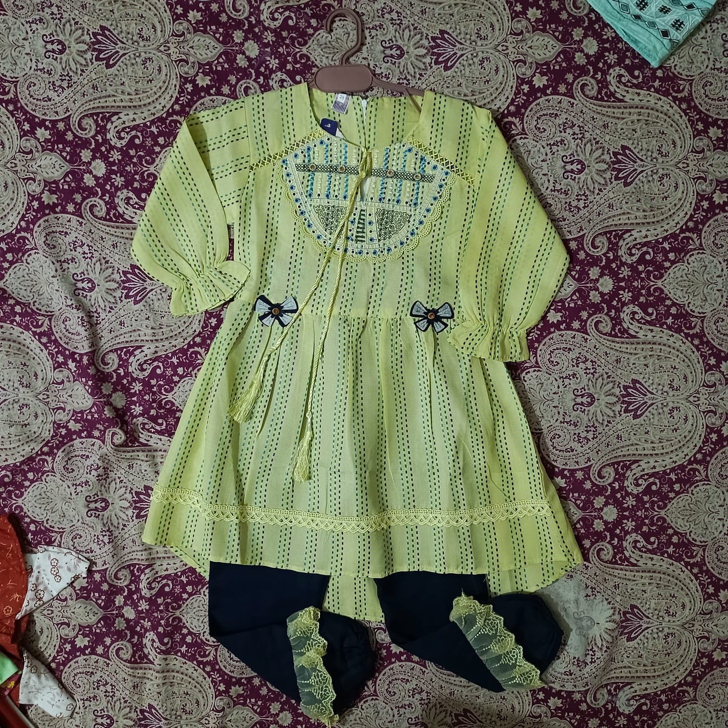 girls frock trouser set
