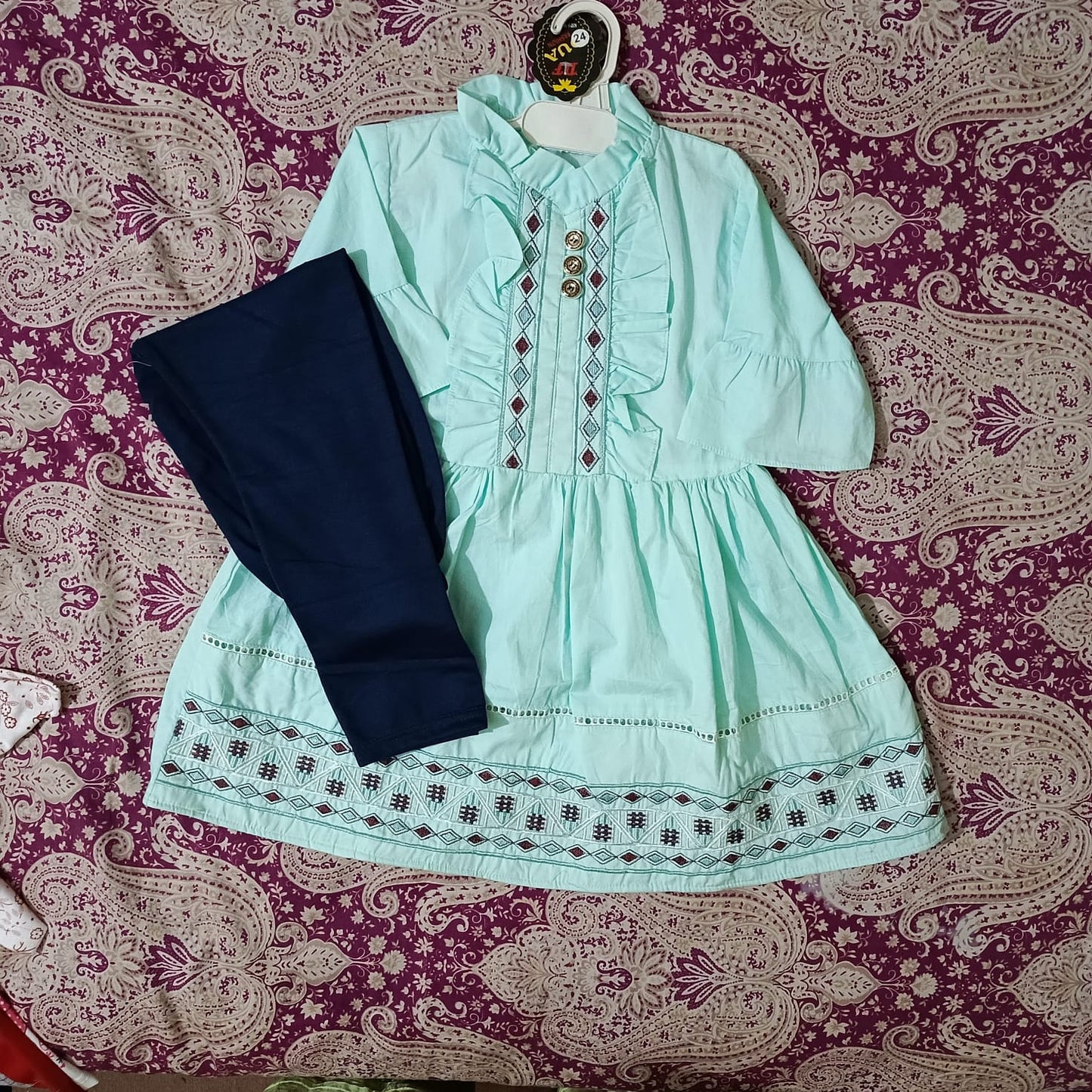 girls frock trouser set